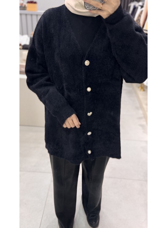 Siyah Angora Hırka