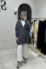 Gri Angora Hırka - Görsel 2